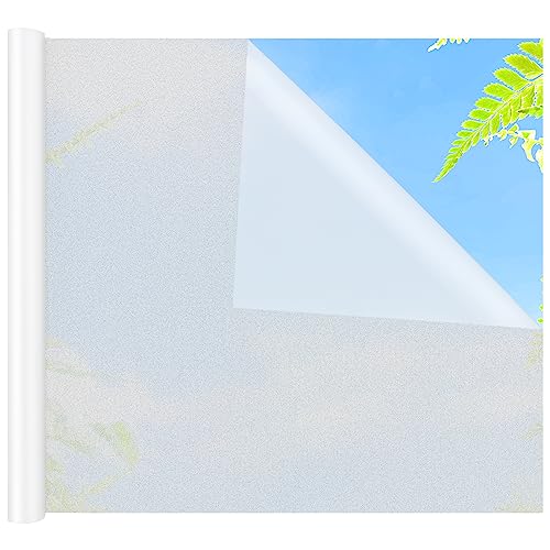 RISVOWO Statische Fensterfolie Selbsthaftend Blickdicht, UV Fensterfolie Blickdicht von Aussen, Spiegelfolie Fenster Sichtschutz, Milchglasfolie Selbstklebend Fenster für Zuhause Büro(30x200cm) von RISVOWO