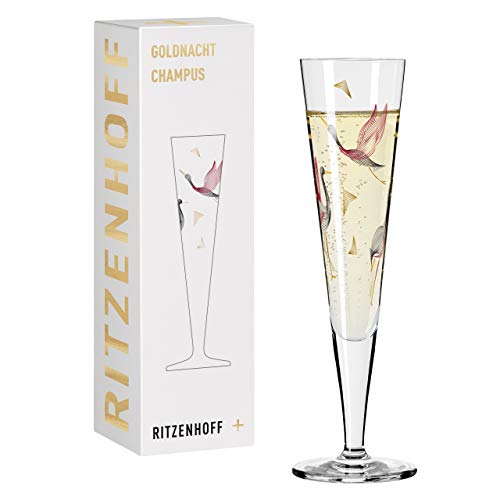 Ritzenhoff 1071015 Champagnerglas 200 ml – Serie Goldnacht Nr. 15 – Edles Designerstück mit Echt-Gold – Made in Germany von RITZENHOFF