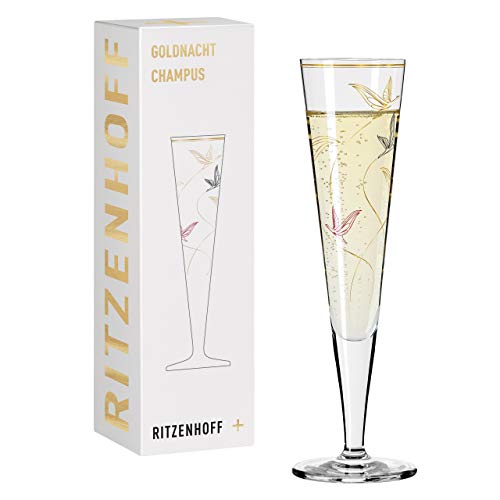 RITZENHOFF 1071017 Champagnerglas 200 ml – Serie Goldnacht Nr. 17 – Edles Designerstück mit Echt-Gold – Made in Germany von RITZENHOFF