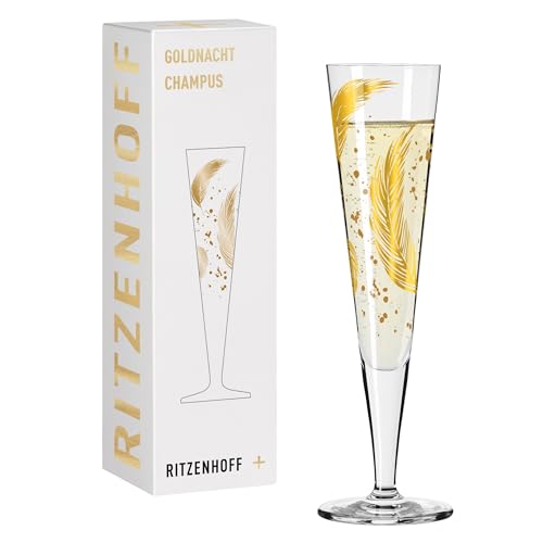 RITZENHOFF 1071042 Champagnerglas 200 ml - Serie Goldnacht Nr. 42 - Designerstück mit Echt-Gold - Made in Germany von RITZENHOFF