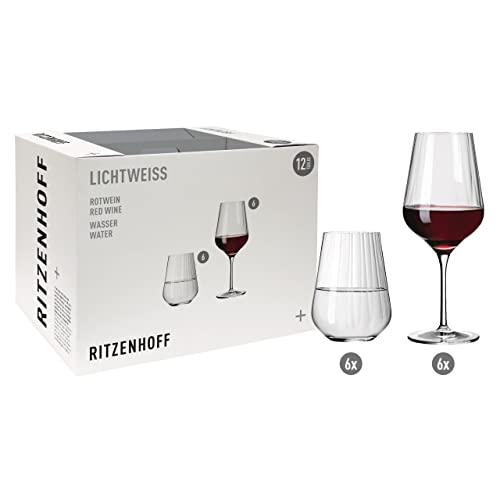 Ritzenhoff 6111009 Rotwein- und Wasserglas Set – Serie Sternschliff 12 Stück für 500 ml, stilvoll Made in Germany, Transparent von RITZENHOFF