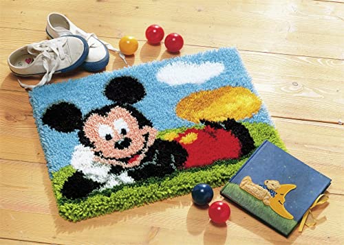 Knüpfteppich-Set, DIY-Teppichherstellungs-Set für Erwachsene und Kinder, Mickey-Teppichherstellungs-Set, Kreuzstich-Set, Teppichherstellung, Kissen, Handarbeit für Anfänger, Heimdekoration, Mickey 50 von ROCKY&CHAO