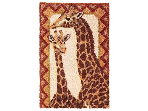 ROCKY&CHAO Knüpfhaken-Teppich-Set DIY-Knüpfhaken Teppichherstellungs-Set für Erwachsene Kinder Kreuzstich-Set Teppichherstellung Heimdekoration 50 x 39 cm（Giraffe） von ROCKY&CHAO
