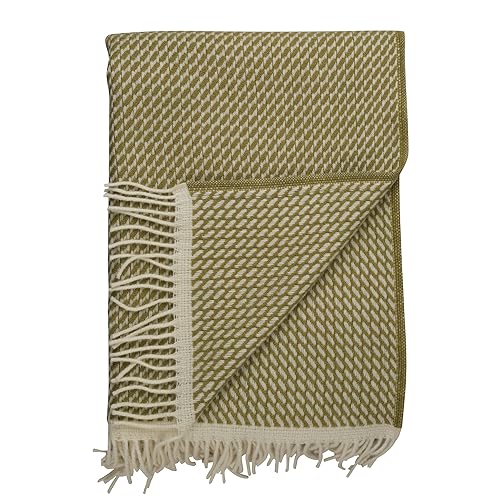 RØROS TWEED - Mello - Wolldecke aus norwegischer Lammwolle - Design von Skogstad & Wærnes - Deckenmaße: 150 x 210 cm (150 x 210 cm, 5752 - Leaf Green) von RØROS TWEED