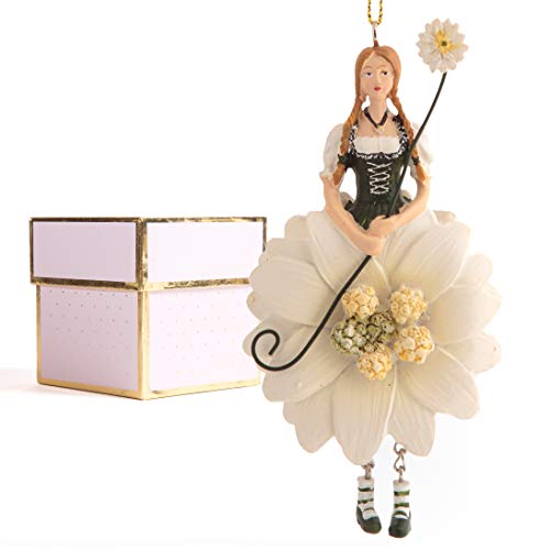 ROSEMARIE SCHULZ Heidelberg Dekofigur Edelweiss zum Hängen mit Libelle und Geschenkbox Flower Fairy Figur für Innen Dekofigur von ROSEMARIE SCHULZ Heidelberg