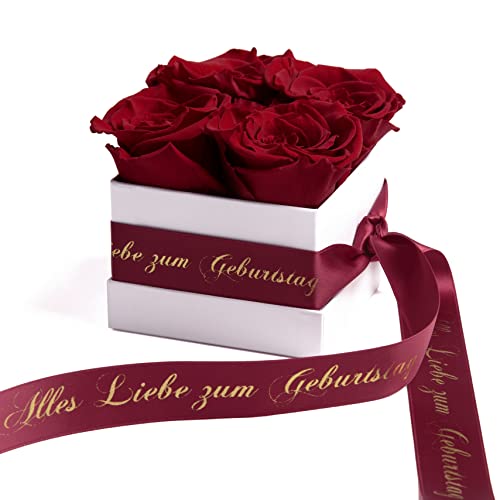 Alles Liebe zum Geburtstag Geschenk - weiße Rosenbox mit infinity Rosen haltbar 3 Jahre - Geburtstagsgeschenk für eine gute Freundin oder die Schwester (Alles Liebe zum Geburtstag, Weiß-Dunkelrot) von ROSEMARIE SCHULZ Heidelberg