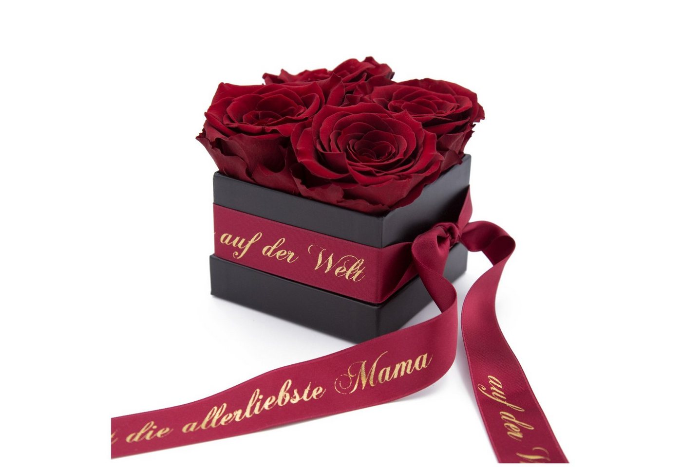 Kunstblume Allerliebste Mama auf der Welt Geschenk Rosenbox 4 konservierte Rosen Rose, ROSEMARIE SCHULZ Heidelberg, Höhe 8,5 cm, Echte Rosen haltbar 3 Jahre von ROSEMARIE SCHULZ Heidelberg