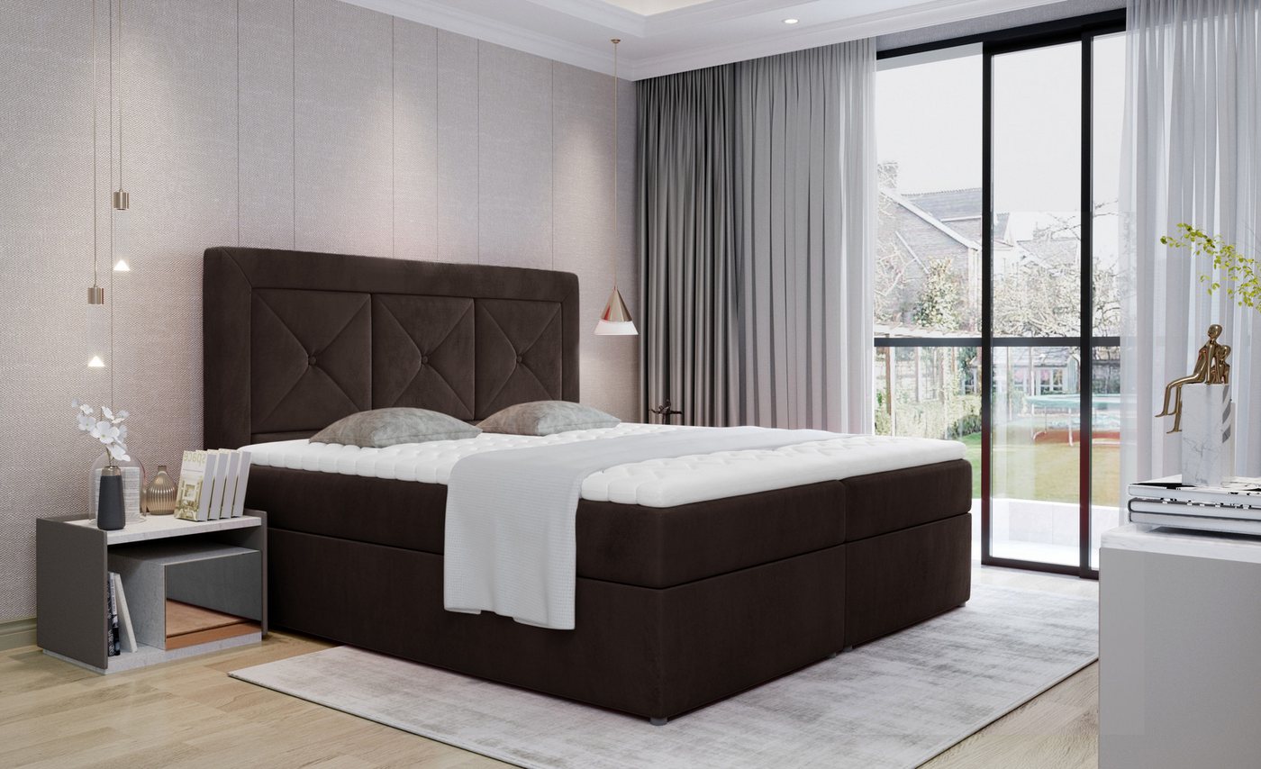 ROYAL24_MARKT Boxspringbett - Neuer Stil wird Ihrem Zuhause Schönheit verleihen (Boxspringbett, 1-St., Premium - Idris), Robuste Konstruktion - Hochwertige Polsterung - Modernes Design von ROYAL24_MARKT