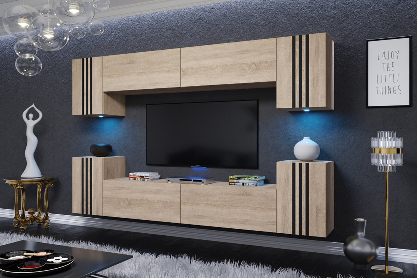 ROYAL24_MARKT Wohnwand - 2024 Luxus erleben / Beste Materialien für stilvolle Wohnzimmer., (Komplett Set, 8-St., Premium - LOVBO), Top-Design - Hochwertige Ausführung - Neu 2024' von ROYAL24_MARKT
