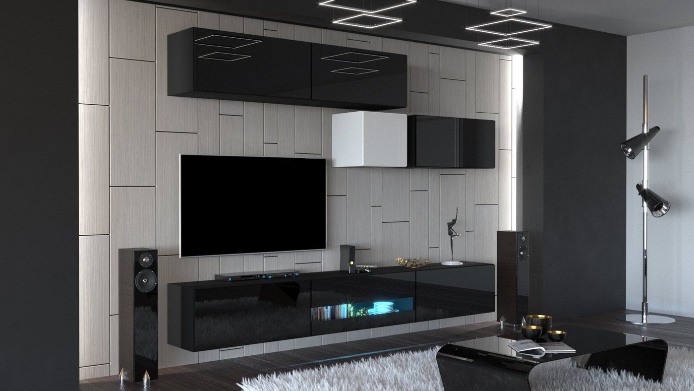 ROYAL24_MARKT Wohnwand - Luxuriöse Wohnraumtrends / Hochwertige Materialien dominieren., (Komplett Set, 7-St., Premium - AN31), Stilvoll und Modern - Premium/LED - Aktuell 2024 ' von ROYAL24_MARKT