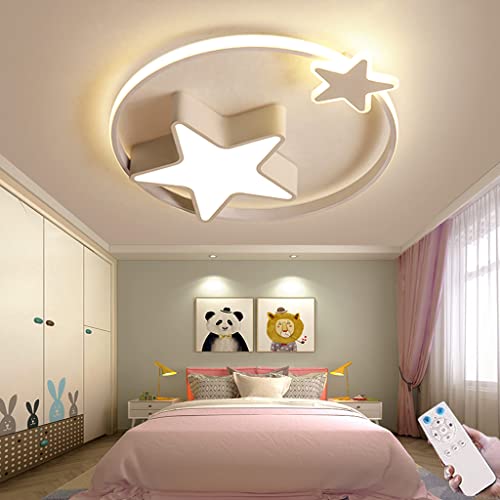 RRBEST Dimmbare LED Deckenleuchte für Kinderzimmer 36W Moderne Schlafzimmer Deckenleuchten mit Fernbedienung Dimmbar Weiß Deckenbeleuchtung für Wohnzimmer Esszimmer Büro Pendelleuchte Leuchte (50CM) von RRBEST
