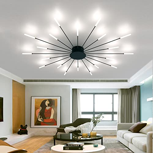 RRBEST LED Deckenleuchte Wohnzimmer,Wohnzimmerlampe Moderne Minimalistische Deckenlampe Innen Dekorative Deckenbeleuchtung für Wohnzimmer, Schlafzimmer und Büro (20 Lichter, Schwarz) von RRBEST