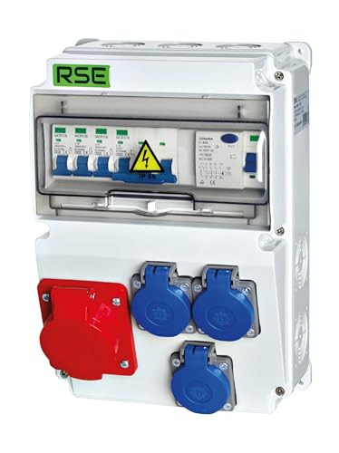 BAUSTROMVERTEILER WANDVERTEILER KOMPLETT VERDRAHTET 32A 16A 230V MIT CEE DOSE ZÄHLER IP65, 4. 1x16a 3x230v MIT LS+FI von RSE