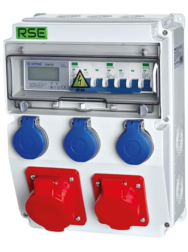 BAUSTROMVERTEILER WANDVERTEILER KOMPLETT VERDRAHTET 32A 16A 230V MIT CEE DOSE ZÄHLER IP65, 8. 1x32a 1x16a 3x230 MIT LS+ZÄHLER von RSE