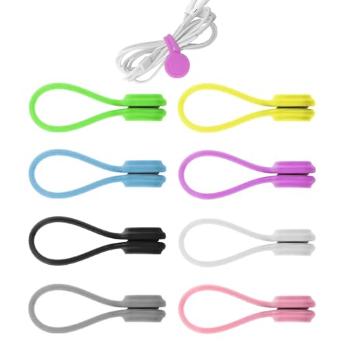 RTRTGS 8 Stück Wiederverwendbare Magnetische Kabelbinder, Multifunktionale Silikon Magnet Kabelbinder für Kabelmanagement und Organisieren,Magnetic Cable Ties,11cm,Bunt von RTRTGS