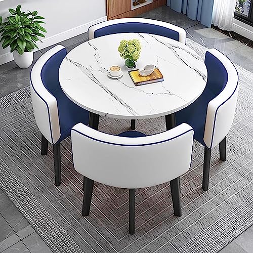 RUANLOV 80cm Runder Esstisch mit 4 Stühlen Set,Konferenztisch Rund, Besprechungstisch mit Stühlen, Für Esszimmer und Küche (E) von RUANLOV