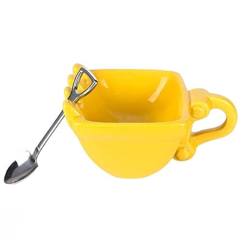 1Pc Kreative 3D Bagger Eimer Modell Cafe Kaffeetasse Mit Spaten Schaufel Löffel Lustige Bagger Aschenbecher Kuchen Container Teetasse von RUDFUZ