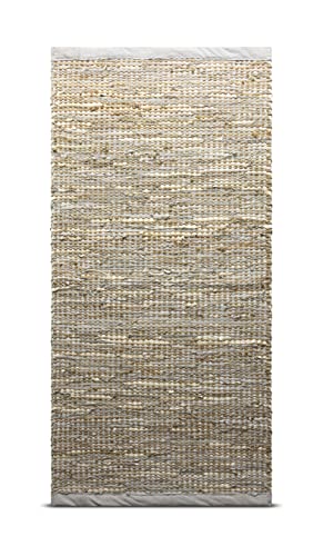 RUG SOLID, Jute/Leder Rogen, Glattgrau, 75 x 200 cm von RUG SOLID