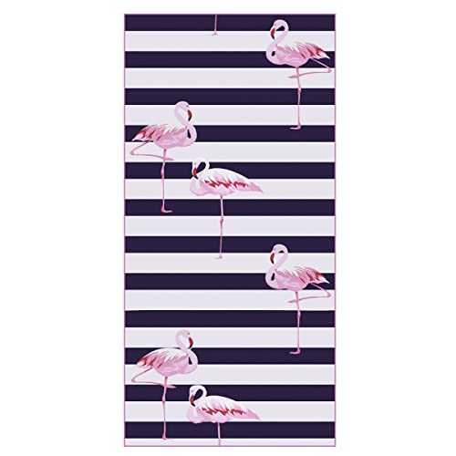 RUICK Baumwoll-Mikrofaser-Stoff Bohemia Indien Mandala Stranddecke Wandbehang Tapisserie Strandtuch Yogamatte Bad (Streifen Flamingo) von Ruick