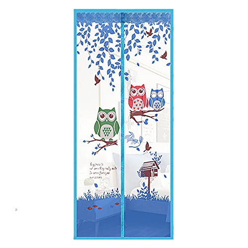 RUICK Magnetischer Türschirm Türnetze Gittergewebe Anti-Moskito Hände frei Passend für Türen Zoll Vorhang zentrale Hält Insekten und Mückenfarn (90 x 210 cm Giraffe, Blau) von Ruick
