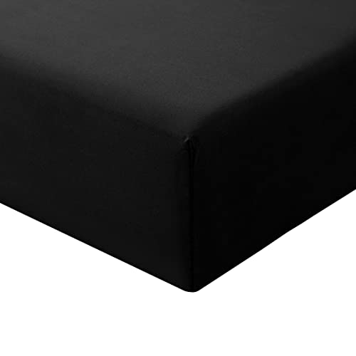 RUIKASI Spannbettlaken 140x200cm Schwarz Bettlaken - Spannbetttuch 140x200 Bettbezug, Mikrofaser Betttuch Bett Laken Bezug 140 x 200 30 cm Tiefe Tasche, Bed Fitted Sheet Bedsheet von RUIKASI