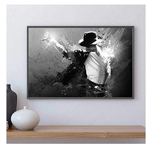 RUIYANMQ Leinwand Bild Michael Jackson Poster Drucke Schwarz-Weiß-Wand Wohnkultur Ky693Fa 40X60Cm Rahmenlos von RUIYANMQ