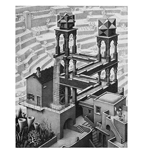 RUIYANMQ Leinwanddruck Bild Mc Escher Optische Täuschung Zeichnung Wandkunst Poster Schlafzimmer Wohnzimmer Wohnkultur Geschenk Lq42Tx 40X60Cm Rahmenlos von RUIYANMQ