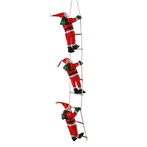 RUSTOO Elektrischer Weihnachtsmann, der eine Leiter klettert, Weihnachtsanhänger, Weihnachtsbaumdekoration, Weihnachtsmann, der Treppe klettert, für Weihnachten, Hochzeit, Partydekorationen von Mify