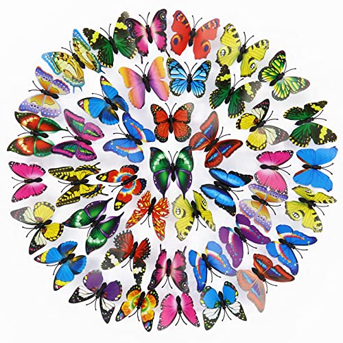 RZMZBY 100 Stück 3D Schmetterlinge Deko Wanddeko Aufkleber Abziehbilder,Schmetterling Wandaufkleber für Schlafzimmer Heimdeko Kinderzimmer Deko mit Klebestreifen auf der Rückseite von RZMZBY