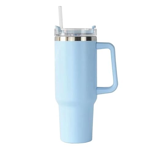 RZXBB Doppelwandiger Edelstahl Thermobecher mit Strohhalm,40oz 1200ml Becher Tumbler mit Griff und Deckel,Vakuum Isolierbecher Becher,Autobecher Reisebecher,Thermosflasche Deckel Dient als Becher von RZXBB