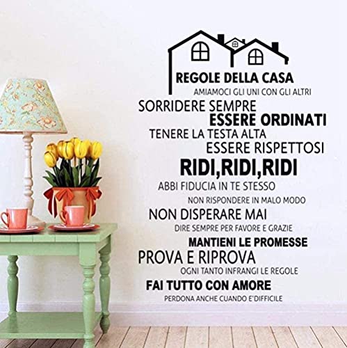 Pvc Wandaufkleber Italienische Hausregeln Vinyl Wandaufkleber Wandbild Wandaufkleber Dekoration Familie Haus Dekoration Italien 58X76Cm von RZYLYHH