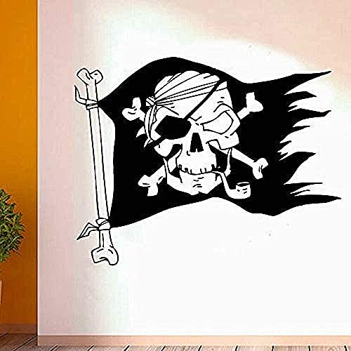 Wandaufkleber Pvc Abnehmbare Wandaufkleber Blume Piratenflagge Junge Raumdekoration Piraten Poster Dekoration 42X33Cm von RZYLYHH