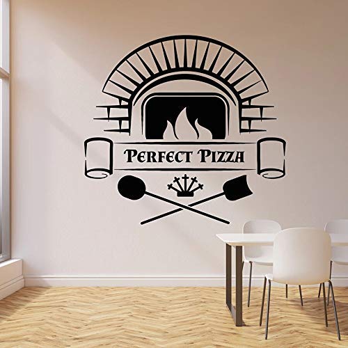 Wandtattoo Schriftzug Perfekte Pizza Store Bäckerei Ofen Italienische Küche Restaurant Inneneinrichtung Vinyl Fenster Aufkleber Wandbild 74X78Cm von RZYLYHH