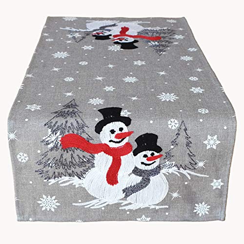 Raebel OHG Table Runner Embroidery Snowmen Tablecloth Christmas Decoration Christmas Tablecover (40 x 140 cm) von Raebel