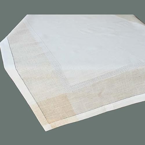 Tischdecke Tafeltuch eckig 130 x 170 cm Ecru beige Leinenoptik mit Hohlsaum 20% Leinen0/100) von Raebel OHG