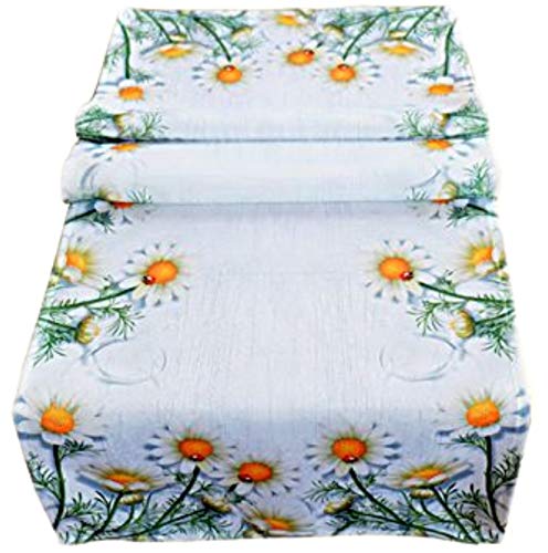 Raebel Tischläufer Kurz 40 x 90 cm Tischdecke Mitteldecke Sommer Frühling Tischdeko weiß Bunt Blumen von Raebel