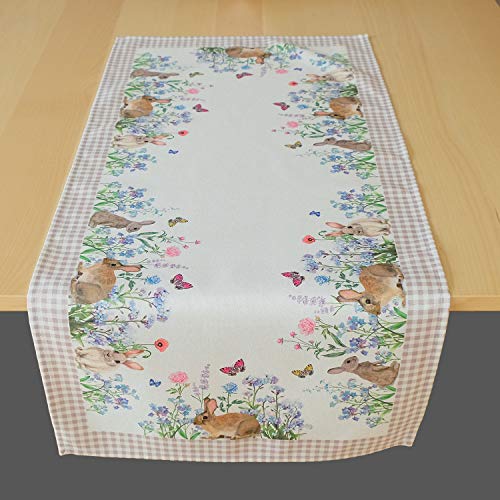 Raebel Tischläufer Mitteldecke 'Häschen und Blumen', verschiedenen Größen, Mehrfarbig, Größe:Mitteldecke 85 x 85 cm von Raebel