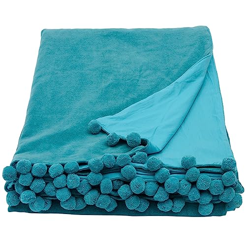 Ragged Rose Überwurf 100% Baumwolle, Samt, Blaugrün Blau, 140 x 180 cms von Ragged Rose