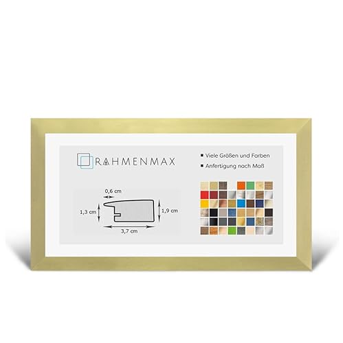RahmenMax Toskana Bilderrahmen Holz 37,5x98 cm/Maßanfertigung möglich/MDF Posterrahmen/in Gold Dekor geschliffen mit Acrylglas/Puzzle Rahmen von RahmenMax