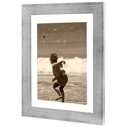 Bilderrahmen Fotorahmen 45x60 cm Silber bilderrahmen zum aufhängen MDF picture frames Farbe und 40 verschiedene Größen wählbar ohne Passepartout Rahmen Ayleen von Rahmengalerie24