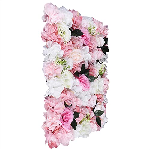 RainWeel Künstliche Blumenwand 12 Stücke Rosenwand Kunstblumen Blumenwandpaneel Deko für Hochzeit Balkon Schaufenster (Rosa und weiße Dahlie+Rose+Blatt) von RainWeel