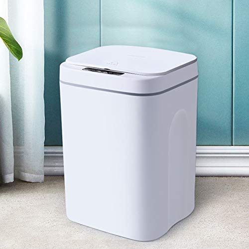 RainWeel Sensor Mülleimer, 16L Abfalleimer Abfallbehälter Intelligente Automatischer Kosmetikeimer mit Deckel für Küche Bad Schlafzimmer (Weiß) von RainWeel