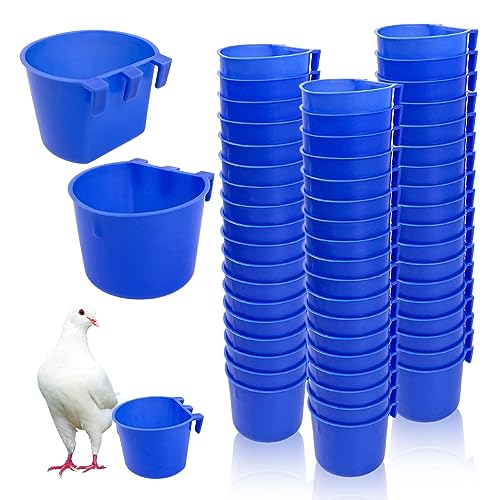 Rainmae 50 Stück Käfigbecher Vögel hängende Futterspender Huhn Wasserbecher Vogelfutterschale 237 ml Kunststoff Vogel Wasserspender für kleine Ställe Papageien Sittich Haustier Geflügel Taube von Rainmae