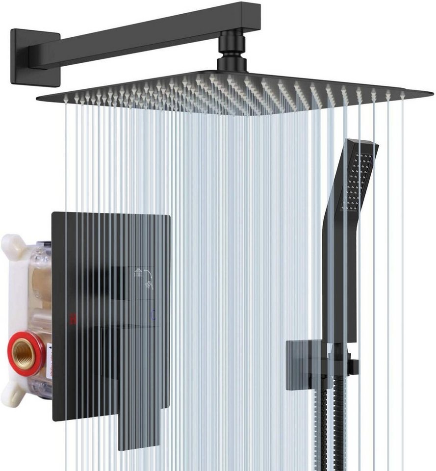 Rainsworth Duschsystem Verdecktes Duschsystem für Bäder, Kombiniert Set, Quadratische Regendusche mit Lufteinspritztechnik von Rainsworth