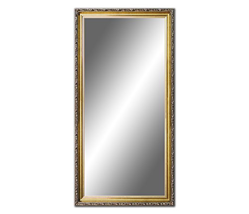 100 x 60cm, 60 x 100cm Spiegel mit Rahmen, Badezimmerspiegel Antik, Alte Spiegel, Handgefertigte, Stabiler Rückwand, Rahmenleiste: 60 mm breit und 45 mm hoch, Rahmen Farbe: Gold von Ramix