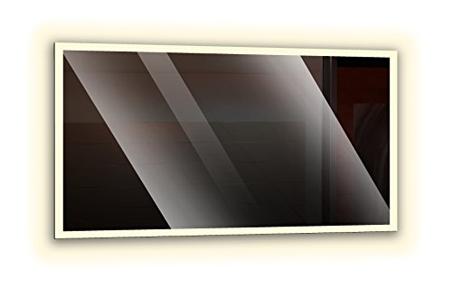 Ramix Badspiegel mit LED - Beleuchtung, Badezimmerspiegel - rundherum beleuchtet durch satinierte Lichtflächen, Farbe: Weiß - Neutralweiß, Größe: Breite 40 cm x Höhe 30 cm von Ramix