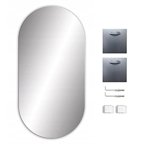 RAMIX Oval Spiegel, Rahmenloser, Spiegelfliese, Wandspiegel, Badspiegel, Zimmer, Größe: OVAL 80x40 cm von RAMIX