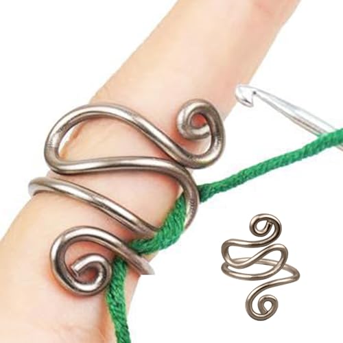 Spannung Häkelring | 1/10 Stück Crochet Ring Für Finger | Häkel Strickring Aus Aluminiumgarn Spannring Häkeln,Spannring Häkeln | Verstellbarer Fingerspannring Multifunktionaler Hakenring von Ranley