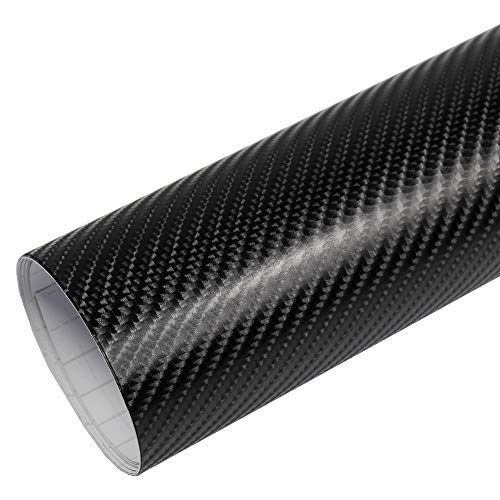 Rapid Teck® 5,26€/m² Premium – 4D Carbon Schwarz 50cm x 1,52m Auto Folie Blasenfrei mit Luftkanälen für Auto Folierung und 3D bekleben in Matt Glanz und Carbon Autofolie von Rapid Teck