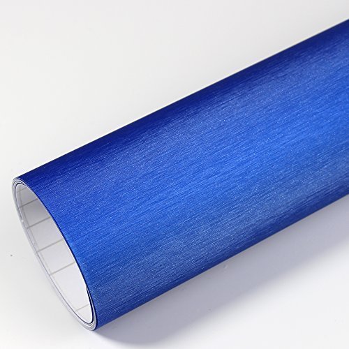 Rapid Teck® 5,26€/m² Premium – Aluminium Alu gebürstet Blau 2m x 1,52m Auto Folie Blasenfrei mit Luftkanälen für Auto Folierung und 3D bekleben in Matt Glanz und Carbon Autofolie von Rapid Teck